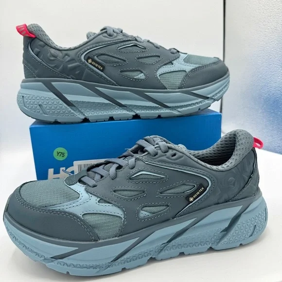 NWT Hoka Clifton Leather Gore-Tex Waterproof Unisex Goblin Stone Blue GBSB shoes
